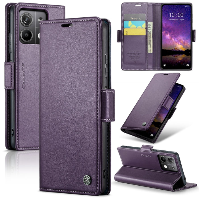 CaseMe 023 Mariposa Hebilla Litchi Textura RFID Funda de cuero antirrobo para teléfono, For Xiaomi Redmi Note 13 Pro 4G, For Xiaomi Redmi Note 13 4G, For Xiaomi Redmi 13C 4G / 13C 5G, For Xiaomi Poco C65 4G, For Xiaomi Poco X6 Pro 5G/Redmi K70E 5G     ...