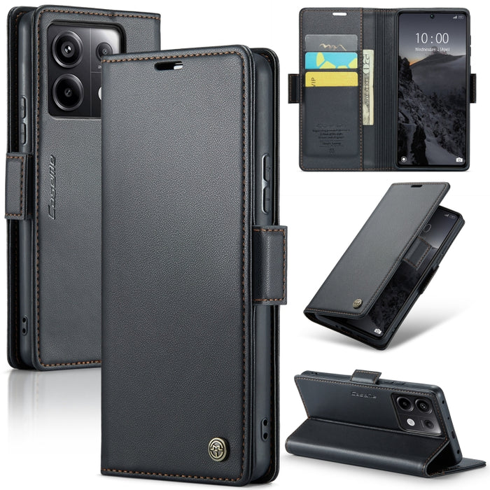 CaseMe 023 Mariposa Hebilla Litchi Textura RFID Funda de cuero antirrobo para teléfono, For Xiaomi Redmi Note 13 Pro 4G, For Xiaomi Redmi Note 13 4G, For Xiaomi Redmi 13C 4G / 13C 5G, For Xiaomi Poco C65 4G, For Xiaomi Poco X6 Pro 5G/Redmi K70E 5G     ...