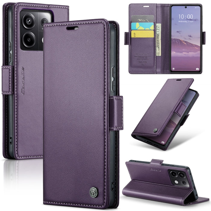 CaseMe 023 Mariposa Hebilla Litchi Textura RFID Funda de cuero antirrobo para teléfono, For Xiaomi Redmi Note 13 Pro 4G, For Xiaomi Redmi Note 13 4G, For Xiaomi Redmi 13C 4G / 13C 5G, For Xiaomi Poco C65 4G, For Xiaomi Poco X6 Pro 5G/Redmi K70E 5G     ...