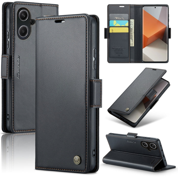 CaseMe 023 Mariposa Hebilla Litchi Textura RFID Funda de cuero antirrobo para teléfono, For Xiaomi Redmi Note 13 Pro 4G, For Xiaomi Redmi Note 13 4G, For Xiaomi Redmi 13C 4G / 13C 5G, For Xiaomi Poco C65 4G, For Xiaomi Poco X6 Pro 5G/Redmi K70E 5G     ...