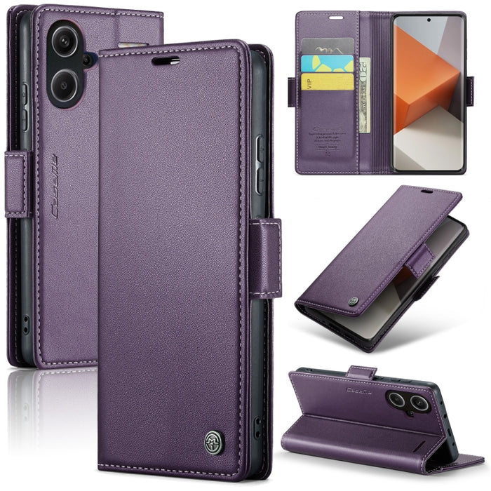 CaseMe 023 Mariposa Hebilla Litchi Textura RFID Funda de cuero antirrobo para teléfono, For Xiaomi Redmi Note 13 Pro 4G, For Xiaomi Redmi Note 13 4G, For Xiaomi Redmi 13C 4G / 13C 5G, For Xiaomi Poco C65 4G, For Xiaomi Poco X6 Pro 5G/Redmi K70E 5G     ...