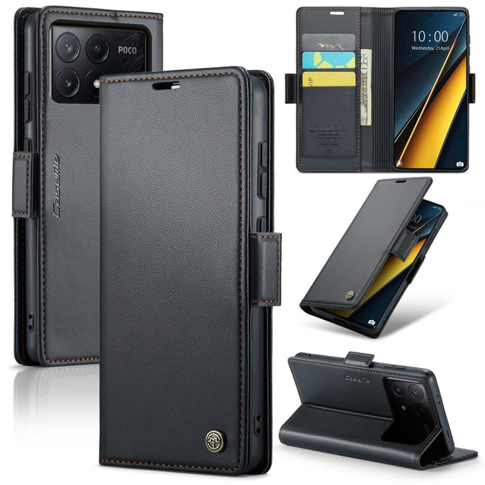 CaseMe 023 Mariposa Hebilla Litchi Textura RFID Funda de cuero antirrobo para teléfono, For Xiaomi Redmi Note 13 Pro 4G, For Xiaomi Redmi Note 13 4G, For Xiaomi Redmi 13C 4G / 13C 5G, For Xiaomi Poco C65 4G, For Xiaomi Poco X6 Pro 5G/Redmi K70E 5G     ...