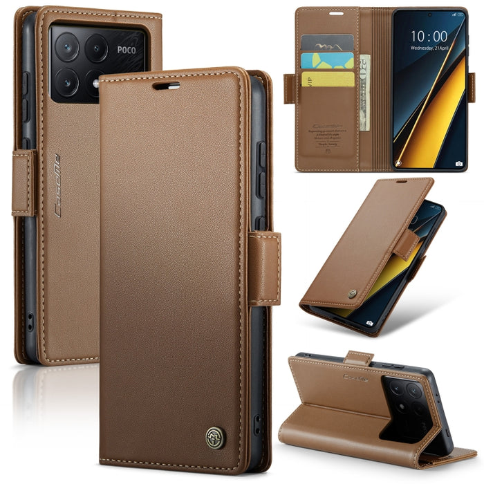 CaseMe 023 Mariposa Hebilla Litchi Textura RFID Funda de cuero antirrobo para teléfono, For Xiaomi Redmi Note 13 Pro 4G, For Xiaomi Redmi Note 13 4G, For Xiaomi Redmi 13C 4G / 13C 5G, For Xiaomi Poco C65 4G, For Xiaomi Poco X6 Pro 5G/Redmi K70E 5G     ...