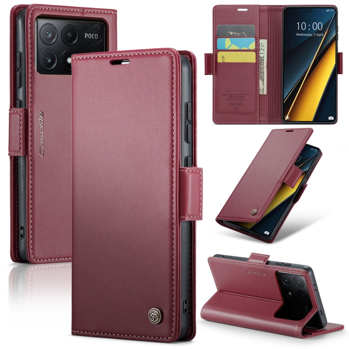 CaseMe 023 Mariposa Hebilla Litchi Textura RFID Funda de cuero antirrobo para teléfono, For Xiaomi Redmi Note 13 Pro 4G, For Xiaomi Redmi Note 13 4G, For Xiaomi Redmi 13C 4G / 13C 5G, For Xiaomi Poco C65 4G, For Xiaomi Poco X6 Pro 5G/Redmi K70E 5G     ...