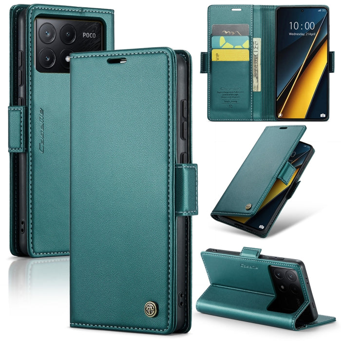 CaseMe 023 Mariposa Hebilla Litchi Textura RFID Funda de cuero antirrobo para teléfono, For Xiaomi Redmi Note 13 Pro 4G, For Xiaomi Redmi Note 13 4G, For Xiaomi Redmi 13C 4G / 13C 5G, For Xiaomi Poco C65 4G, For Xiaomi Poco X6 Pro 5G/Redmi K70E 5G     ...