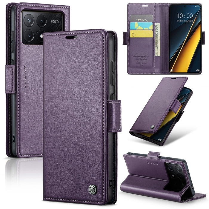 CaseMe 023 Mariposa Hebilla Litchi Textura RFID Funda de cuero antirrobo para teléfono, For Xiaomi Redmi Note 13 Pro 4G, For Xiaomi Redmi Note 13 4G, For Xiaomi Redmi 13C 4G / 13C 5G, For Xiaomi Poco C65 4G, For Xiaomi Poco X6 Pro 5G/Redmi K70E 5G     ...