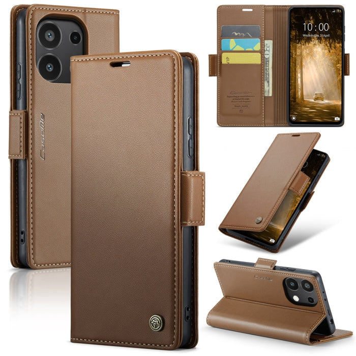 CaseMe 023 Mariposa Hebilla Litchi Textura RFID Funda de cuero antirrobo para teléfono, For Xiaomi Redmi Note 13 Pro 4G, For Xiaomi Redmi Note 13 4G, For Xiaomi Redmi 13C 4G / 13C 5G, For Xiaomi Poco C65 4G, For Xiaomi Poco X6 Pro 5G/Redmi K70E 5G     ...