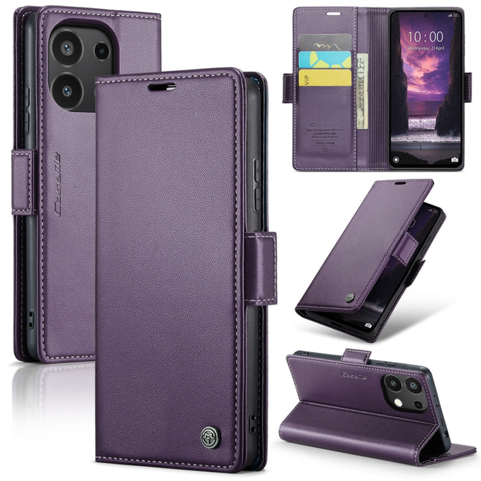 CaseMe 023 Mariposa Hebilla Litchi Textura RFID Funda de cuero antirrobo para teléfono, For Xiaomi Redmi Note 13 Pro 4G, For Xiaomi Redmi Note 13 4G, For Xiaomi Redmi 13C 4G / 13C 5G, For Xiaomi Poco C65 4G, For Xiaomi Poco X6 Pro 5G/Redmi K70E 5G     ...