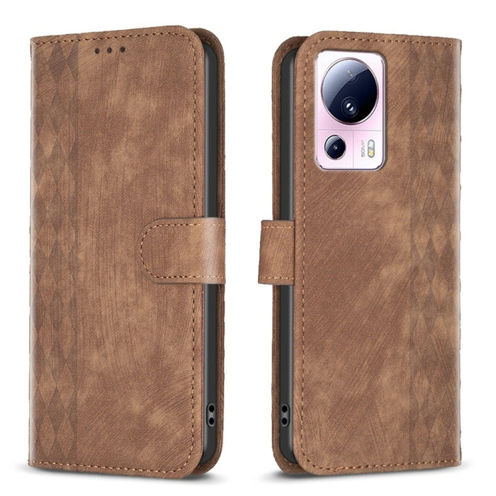Estuche para teléfono de cuero en relieve a cuadros, For Xiaomi Redmi Note 13 Pro 4G Global, For Xiaomi Poco M6 Pro 4G, For Xiaomi Redmi Note 13 4G Global, For Xiaomi Redmi Note 13, For Xiaomi Redmi 13C, For Xiaomi Redmi Note 13 Pro+ 5G                ...