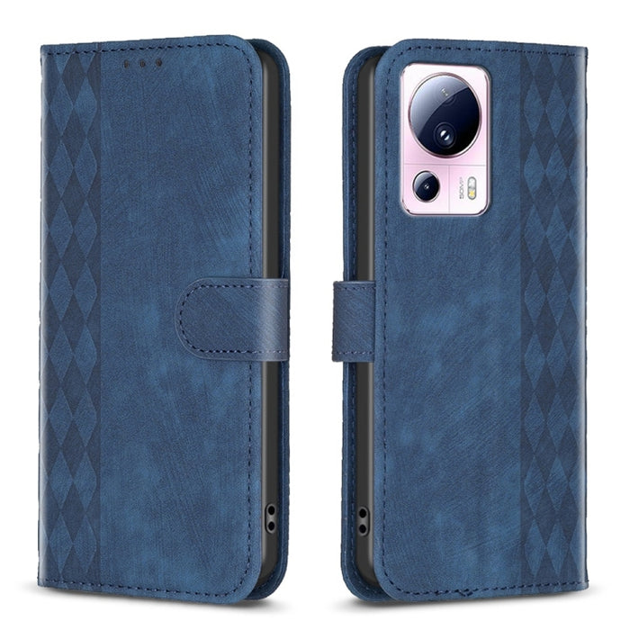 Estuche para teléfono de cuero en relieve a cuadros, For Xiaomi Redmi Note 13 Pro 4G Global, For Xiaomi Poco M6 Pro 4G, For Xiaomi Redmi Note 13 4G Global, For Xiaomi Redmi Note 13, For Xiaomi Redmi 13C, For Xiaomi Redmi Note 13 Pro+ 5G                ...