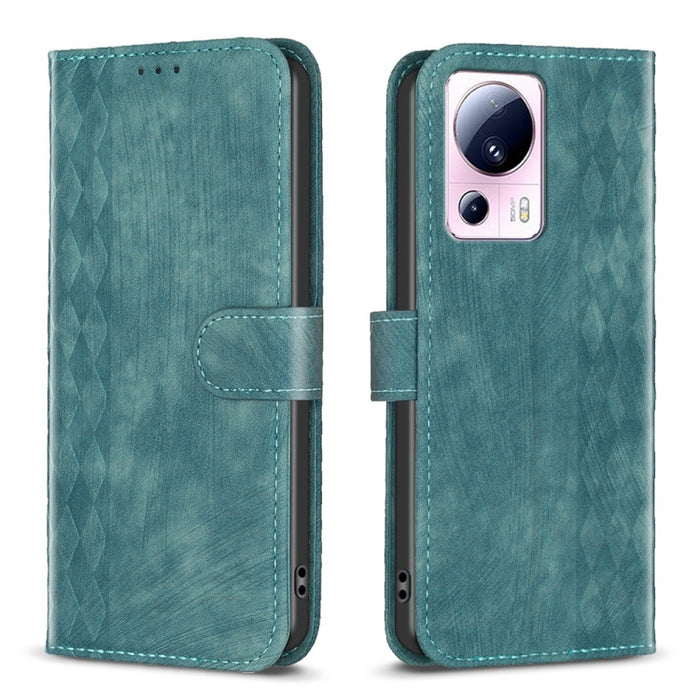 Estuche para teléfono de cuero en relieve a cuadros, For Xiaomi Redmi Note 13 Pro 4G Global, For Xiaomi Poco M6 Pro 4G, For Xiaomi Redmi Note 13 4G Global, For Xiaomi Redmi Note 13, For Xiaomi Redmi 13C, For Xiaomi Redmi Note 13 Pro+ 5G                ...