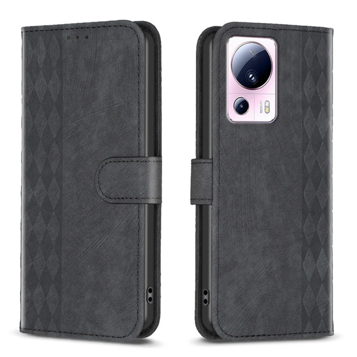 Estuche para teléfono de cuero en relieve a cuadros, For Xiaomi Redmi Note 13 Pro 4G Global, For Xiaomi Poco M6 Pro 4G, For Xiaomi Redmi Note 13 4G Global, For Xiaomi Redmi Note 13, For Xiaomi Redmi 13C, For Xiaomi Redmi Note 13 Pro+ 5G                ...