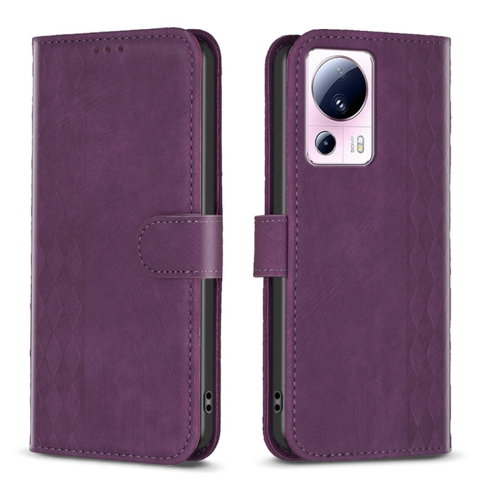 Estuche para teléfono de cuero en relieve a cuadros, For Xiaomi Redmi Note 13 Pro 4G Global, For Xiaomi Poco M6 Pro 4G, For Xiaomi Redmi Note 13 4G Global, For Xiaomi Redmi Note 13, For Xiaomi Redmi 13C, For Xiaomi Redmi Note 13 Pro+ 5G                ...
