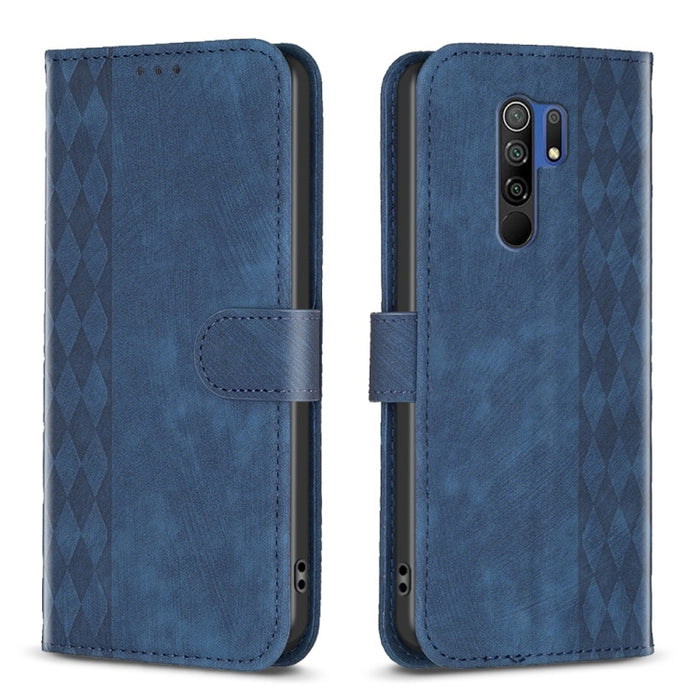 Estuche para teléfono de cuero en relieve a cuadros, For Xiaomi Redmi 9A, For Xiaomi Redmi 9, For Xiaomi Redmi 9C, For Xiaomi Redmi Note 9, For Xiaomi Redmi Note 9 Pro