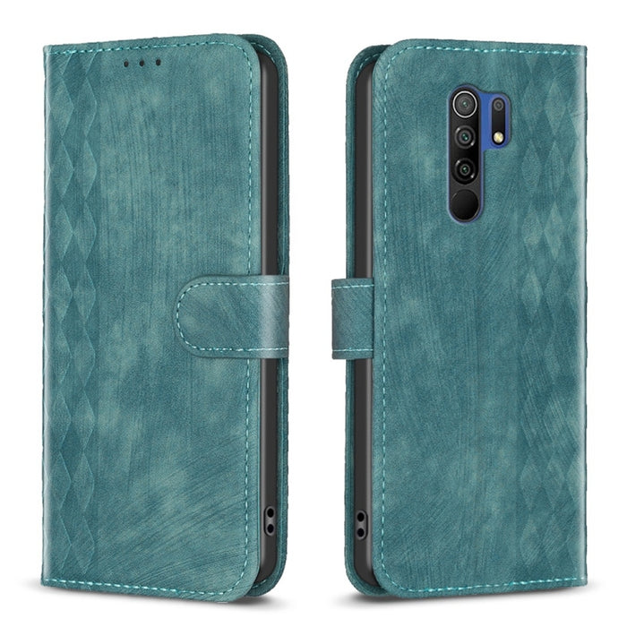 Estuche para teléfono de cuero en relieve a cuadros, For Xiaomi Redmi 9A, For Xiaomi Redmi 9, For Xiaomi Redmi 9C, For Xiaomi Redmi Note 9, For Xiaomi Redmi Note 9 Pro