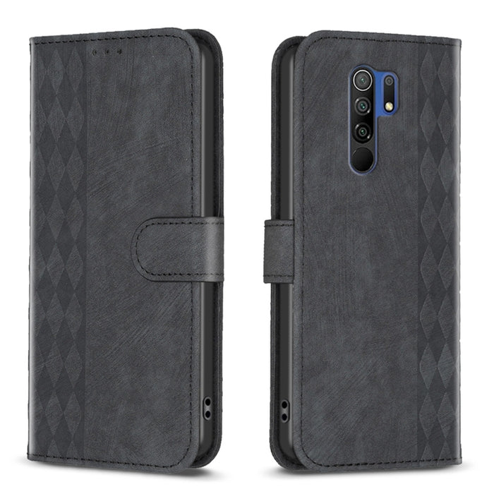 Estuche para teléfono de cuero en relieve a cuadros, For Xiaomi Redmi 9A, For Xiaomi Redmi 9, For Xiaomi Redmi 9C, For Xiaomi Redmi Note 9, For Xiaomi Redmi Note 9 Pro