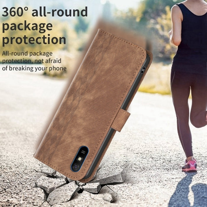 Estuche para teléfono de cuero en relieve a cuadros, For Xiaomi Redmi 9A, For Xiaomi Redmi 9, For Xiaomi Redmi 9C, For Xiaomi Redmi Note 9, For Xiaomi Redmi Note 9 Pro
