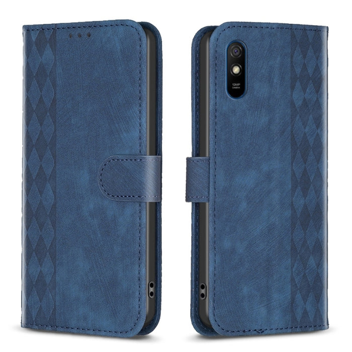 Estuche para teléfono de cuero en relieve a cuadros, For Xiaomi Redmi 9A, For Xiaomi Redmi 9, For Xiaomi Redmi 9C, For Xiaomi Redmi Note 9, For Xiaomi Redmi Note 9 Pro