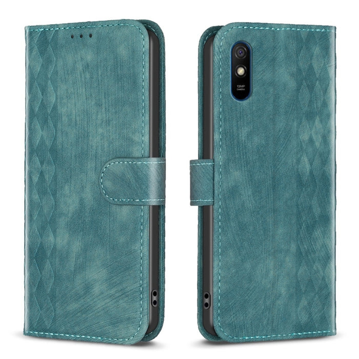 Estuche para teléfono de cuero en relieve a cuadros, For Xiaomi Redmi 9A, For Xiaomi Redmi 9, For Xiaomi Redmi 9C, For Xiaomi Redmi Note 9, For Xiaomi Redmi Note 9 Pro