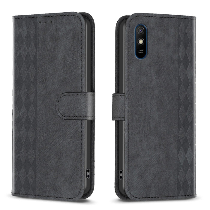 Estuche para teléfono de cuero en relieve a cuadros, For Xiaomi Redmi 9A, For Xiaomi Redmi 9, For Xiaomi Redmi 9C, For Xiaomi Redmi Note 9, For Xiaomi Redmi Note 9 Pro