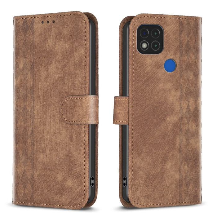 Estuche para teléfono de cuero en relieve a cuadros, For Xiaomi Redmi 9A, For Xiaomi Redmi 9, For Xiaomi Redmi 9C, For Xiaomi Redmi Note 9, For Xiaomi Redmi Note 9 Pro