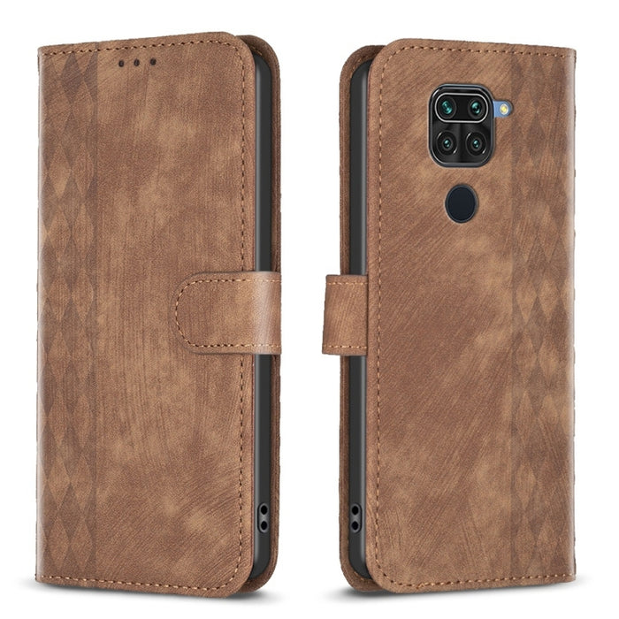 Estuche para teléfono de cuero en relieve a cuadros, For Xiaomi Redmi 9A, For Xiaomi Redmi 9, For Xiaomi Redmi 9C, For Xiaomi Redmi Note 9, For Xiaomi Redmi Note 9 Pro