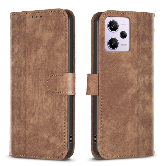 Estuche para teléfono de cuero en relieve a cuadros, For Xiaomi Redmi Note 13 Pro 4G Global, For Xiaomi Poco M6 Pro 4G, For Xiaomi Redmi Note 13 4G Global, For Xiaomi Redmi Note 13, For Xiaomi Redmi 13C, For Xiaomi Redmi Note 13 Pro+ 5G                ...