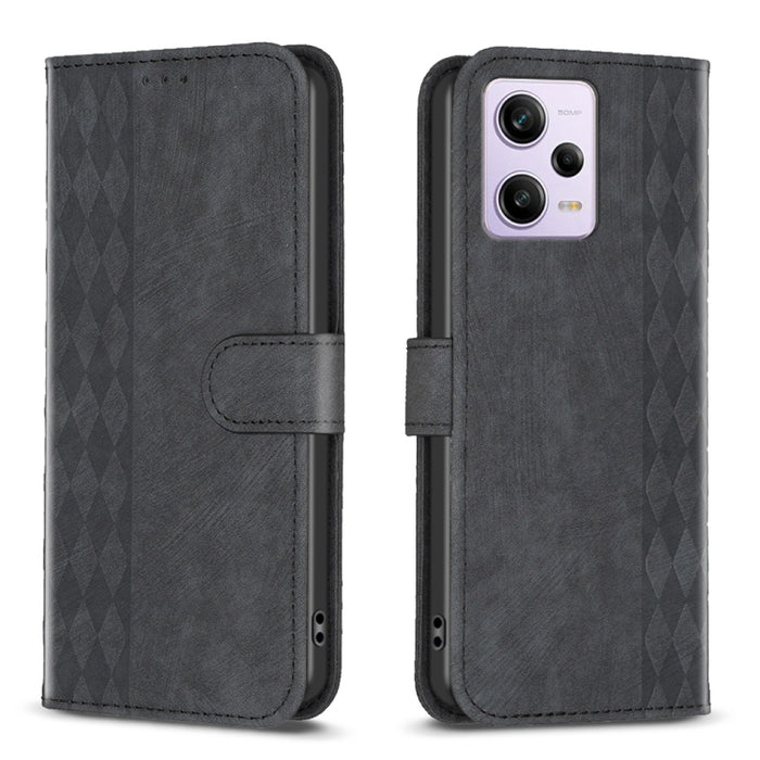 Estuche para teléfono de cuero en relieve a cuadros, For Xiaomi Redmi Note 13 Pro 4G Global, For Xiaomi Poco M6 Pro 4G, For Xiaomi Redmi Note 13 4G Global, For Xiaomi Redmi Note 13, For Xiaomi Redmi 13C, For Xiaomi Redmi Note 13 Pro+ 5G                ...