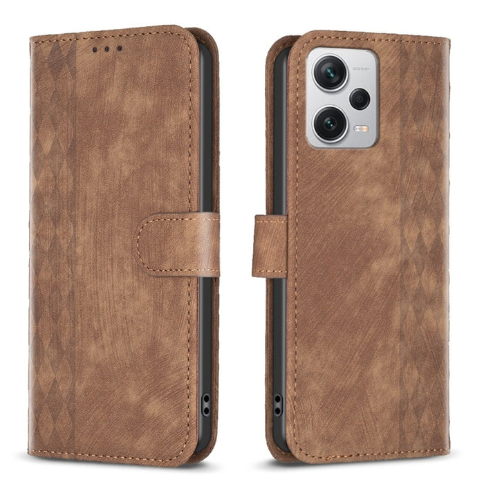 Estuche para teléfono de cuero en relieve a cuadros, For Xiaomi Redmi Note 13 Pro 4G Global, For Xiaomi Poco M6 Pro 4G, For Xiaomi Redmi Note 13 4G Global, For Xiaomi Redmi Note 13, For Xiaomi Redmi 13C, For Xiaomi Redmi Note 13 Pro+ 5G                ...