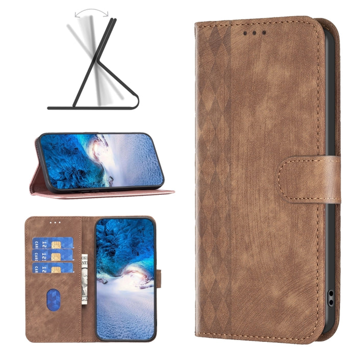 Estuche para teléfono de cuero en relieve a cuadros, For Xiaomi Redmi Note 13 Pro 4G Global, For Xiaomi Poco M6 Pro 4G, For Xiaomi Redmi Note 13 4G Global, For Xiaomi Redmi Note 13, For Xiaomi Redmi 13C, For Xiaomi Redmi Note 13 Pro+ 5G                ...