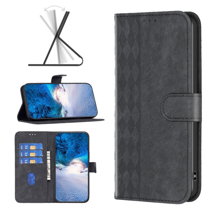 Estuche para teléfono de cuero en relieve a cuadros, For Xiaomi Redmi Note 13 Pro 4G Global, For Xiaomi Poco M6 Pro 4G, For Xiaomi Redmi Note 13 4G Global, For Xiaomi Redmi Note 13, For Xiaomi Redmi 13C, For Xiaomi Redmi Note 13 Pro+ 5G                ...