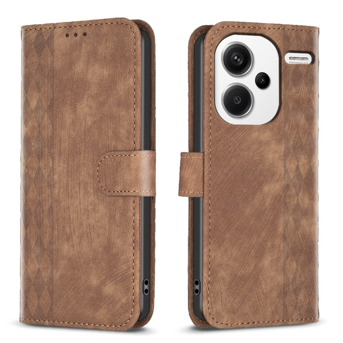 Estuche para teléfono de cuero en relieve a cuadros, For Xiaomi Redmi Note 13 Pro 4G Global, For Xiaomi Poco M6 Pro 4G, For Xiaomi Redmi Note 13 4G Global, For Xiaomi Redmi Note 13, For Xiaomi Redmi 13C, For Xiaomi Redmi Note 13 Pro+ 5G                ...