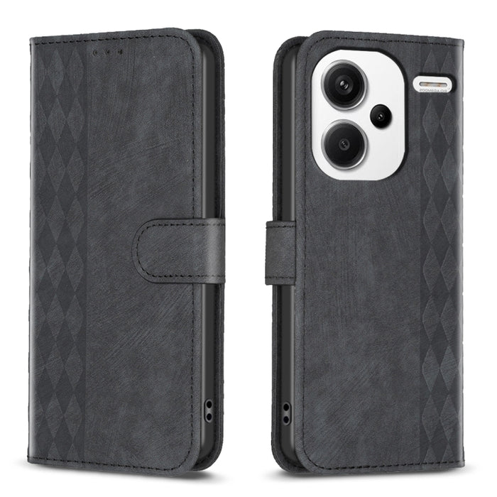Estuche para teléfono de cuero en relieve a cuadros, For Xiaomi Redmi Note 13 Pro 4G Global, For Xiaomi Poco M6 Pro 4G, For Xiaomi Redmi Note 13 4G Global, For Xiaomi Redmi Note 13, For Xiaomi Redmi 13C, For Xiaomi Redmi Note 13 Pro+ 5G                ...