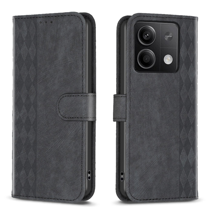 Estuche para teléfono de cuero en relieve a cuadros, For Xiaomi Redmi Note 13 Pro 4G Global, For Xiaomi Poco M6 Pro 4G, For Xiaomi Redmi Note 13 4G Global, For Xiaomi Redmi Note 13, For Xiaomi Redmi 13C, For Xiaomi Redmi Note 13 Pro+ 5G                ...