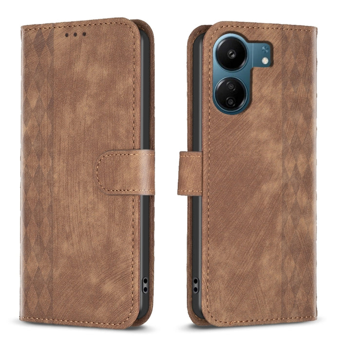 Estuche para teléfono de cuero en relieve a cuadros, For Xiaomi Redmi Note 13 Pro 4G Global, For Xiaomi Poco M6 Pro 4G, For Xiaomi Redmi Note 13 4G Global, For Xiaomi Redmi Note 13, For Xiaomi Redmi 13C, For Xiaomi Redmi Note 13 Pro+ 5G                ...