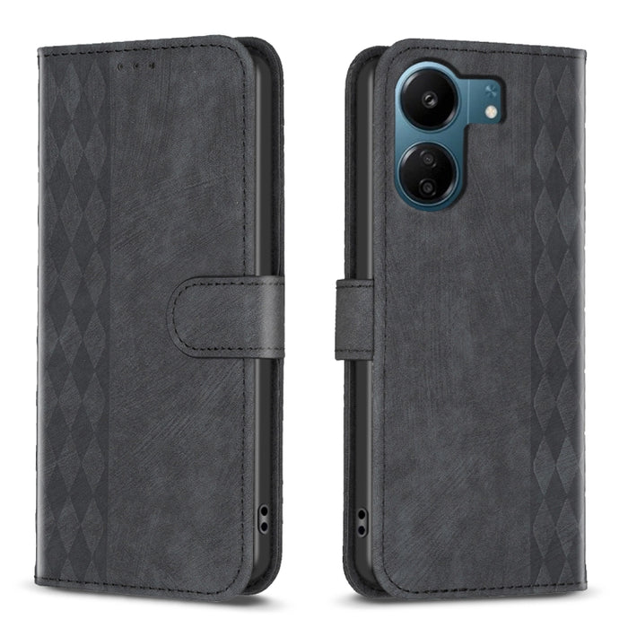 Estuche para teléfono de cuero en relieve a cuadros, For Xiaomi Redmi Note 13 Pro 4G Global, For Xiaomi Poco M6 Pro 4G, For Xiaomi Redmi Note 13 4G Global, For Xiaomi Redmi Note 13, For Xiaomi Redmi 13C, For Xiaomi Redmi Note 13 Pro+ 5G                ...