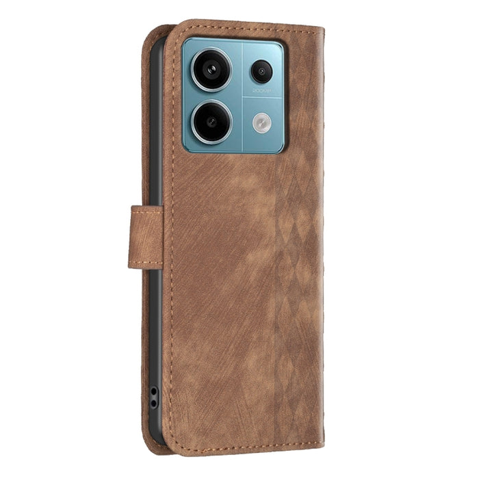 Estuche para teléfono de cuero en relieve a cuadros, For Xiaomi Redmi Note 13 Pro 4G Global, For Xiaomi Poco M6 Pro 4G, For Xiaomi Redmi Note 13 4G Global, For Xiaomi Redmi Note 13, For Xiaomi Redmi 13C, For Xiaomi Redmi Note 13 Pro+ 5G                ...