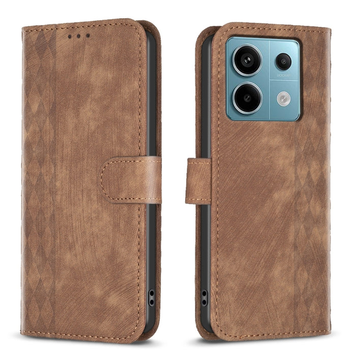 Estuche para teléfono de cuero en relieve a cuadros, For Xiaomi Redmi Note 13 Pro 4G Global, For Xiaomi Poco M6 Pro 4G, For Xiaomi Redmi Note 13 4G Global, For Xiaomi Redmi Note 13, For Xiaomi Redmi 13C, For Xiaomi Redmi Note 13 Pro+ 5G                ...