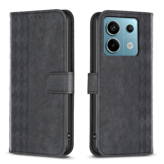 Estuche para teléfono de cuero en relieve a cuadros, For Xiaomi Redmi Note 13 Pro 4G Global, For Xiaomi Poco M6 Pro 4G, For Xiaomi Redmi Note 13 4G Global, For Xiaomi Redmi Note 13, For Xiaomi Redmi 13C, For Xiaomi Redmi Note 13 Pro+ 5G                ...
