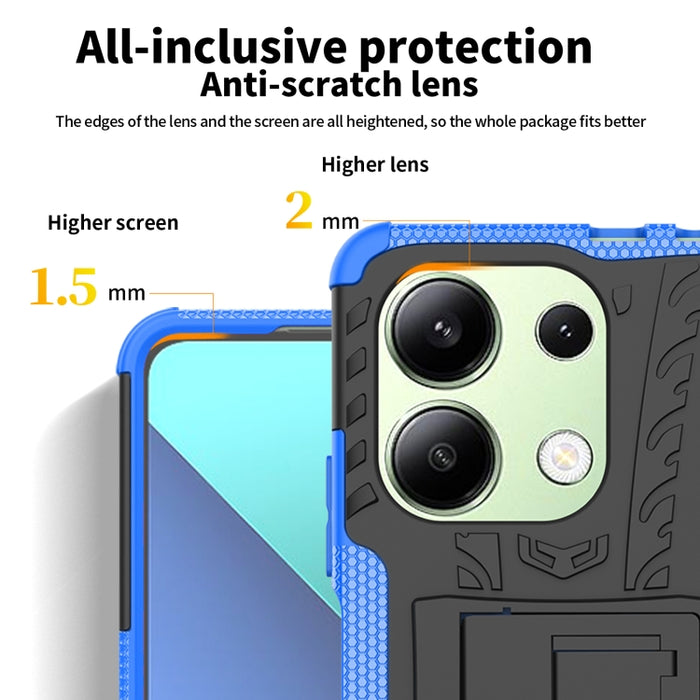 Funda para teléfono con textura de neumático TPU + PC con soporte, For Xiaomi Redmi A3 4G, For Xiaomi Redmi Note 13 4G, For Xiaomi Poco C65, For Xiaomi Redmi Note 13 5G Global, For Xiaomi Redmi 13C 4G, For Xiaomi Redmi Note 13 Pro+ 5G                  ...