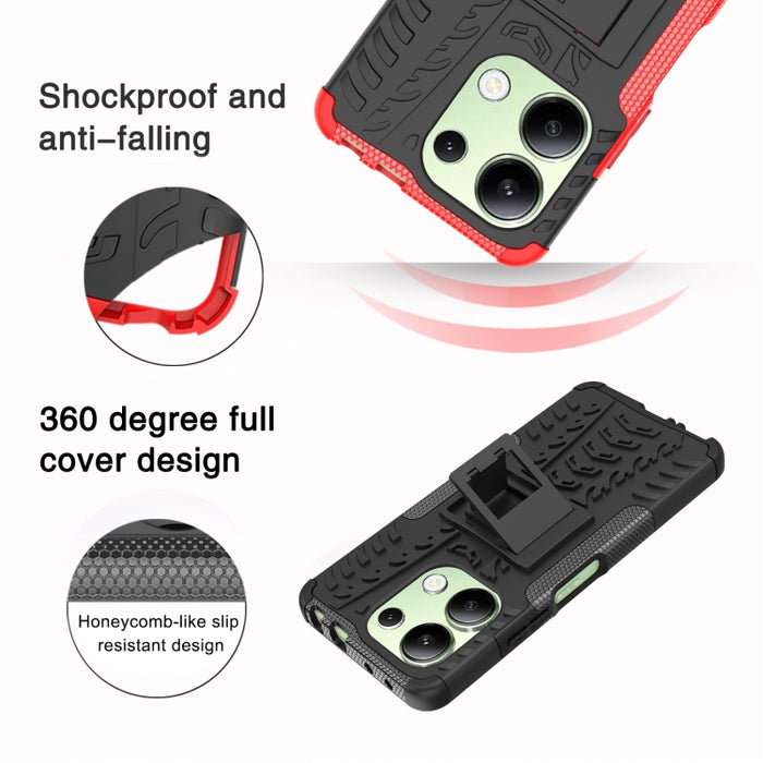 Funda para teléfono con textura de neumático TPU + PC con soporte, For Xiaomi Redmi A3 4G, For Xiaomi Redmi Note 13 4G, For Xiaomi Poco C65, For Xiaomi Redmi Note 13 5G Global, For Xiaomi Redmi 13C 4G, For Xiaomi Redmi Note 13 Pro+ 5G                  ...