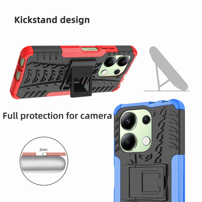 Funda para teléfono con textura de neumático TPU + PC con soporte, For Xiaomi Redmi A3 4G, For Xiaomi Redmi Note 13 4G, For Xiaomi Poco C65, For Xiaomi Redmi Note 13 5G Global, For Xiaomi Redmi 13C 4G, For Xiaomi Redmi Note 13 Pro+ 5G                  ...