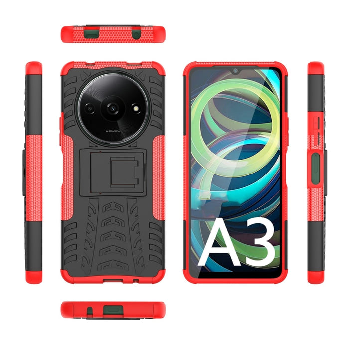 Funda para teléfono con textura de neumático TPU + PC con soporte, For Xiaomi Redmi A3 4G, For Xiaomi Redmi Note 13 4G, For Xiaomi Poco C65, For Xiaomi Redmi Note 13 5G Global, For Xiaomi Redmi 13C 4G, For Xiaomi Redmi Note 13 Pro+ 5G                  ...