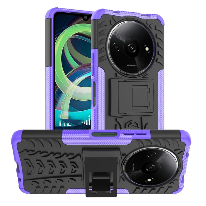 Funda para teléfono con textura de neumático TPU + PC con soporte, For Xiaomi Redmi A3 4G, For Xiaomi Redmi Note 13 4G, For Xiaomi Poco C65, For Xiaomi Redmi Note 13 5G Global, For Xiaomi Redmi 13C 4G, For Xiaomi Redmi Note 13 Pro+ 5G                  ...
