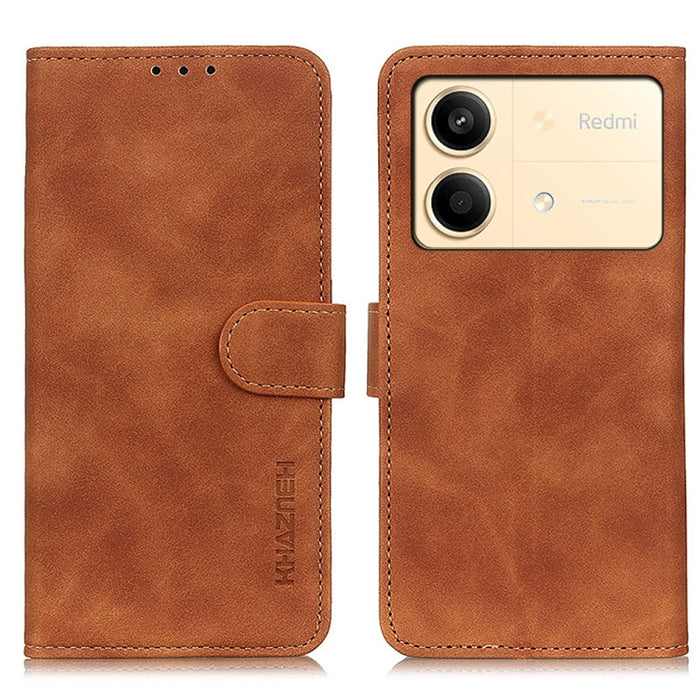 KHAZNEH Funda de cuero con tapa de textura retro para teléfono, For Xiaomi Poco F6 / Redmi Turbo 3, For Xiaomi Poco F6 Pro, For Xiaomi Redmi K70 5G / K70 Pro 5G, For Xiaomi Redmi Note 13 Pro 4G/Poco M6 Pro 4G, For Xiaomi Redmi A3, For Xiaomi Redmi 13C ...