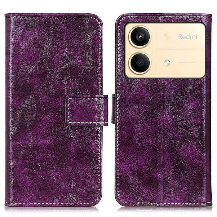 Estuche para teléfono de cuero con tapa horizontal y textura de caballo loco retro, For Xiaomi Poco F6 / Redmi Turbo 3, For Xiaomi Poco F6 Pro, For Xiaomi Redmi K70 5G / K70 Pro 5G, For Xiaomi Redmi Note 13 Pro 4G/Poco M6 Pro 4G, For Xiaomi Redmi A3   ...