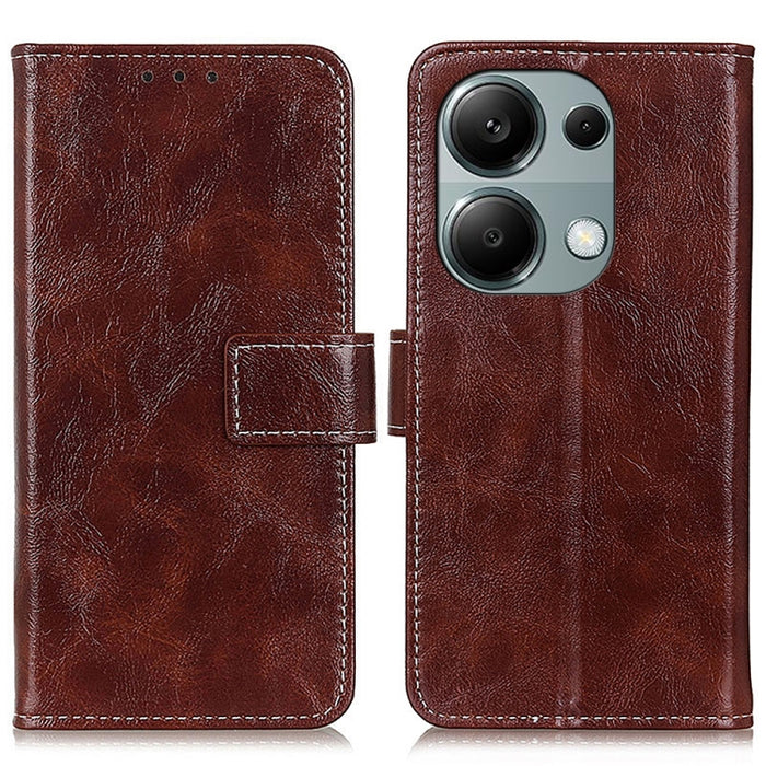 Estuche para teléfono de cuero con tapa horizontal y textura de caballo loco retro, For Xiaomi Poco F6 / Redmi Turbo 3, For Xiaomi Poco F6 Pro, For Xiaomi Redmi K70 5G / K70 Pro 5G, For Xiaomi Redmi Note 13 Pro 4G/Poco M6 Pro 4G, For Xiaomi Redmi A3   ...