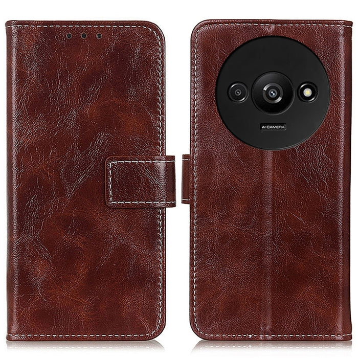 Estuche para teléfono de cuero con tapa horizontal y textura de caballo loco retro, For Xiaomi Poco F6 / Redmi Turbo 3, For Xiaomi Poco F6 Pro, For Xiaomi Redmi K70 5G / K70 Pro 5G, For Xiaomi Redmi Note 13 Pro 4G/Poco M6 Pro 4G, For Xiaomi Redmi A3   ...