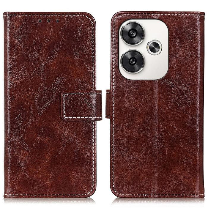 Estuche para teléfono de cuero con tapa horizontal y textura de caballo loco retro, For Xiaomi Poco F6 / Redmi Turbo 3, For Xiaomi Poco F6 Pro, For Xiaomi Redmi K70 5G / K70 Pro 5G, For Xiaomi Redmi Note 13 Pro 4G/Poco M6 Pro 4G, For Xiaomi Redmi A3   ...