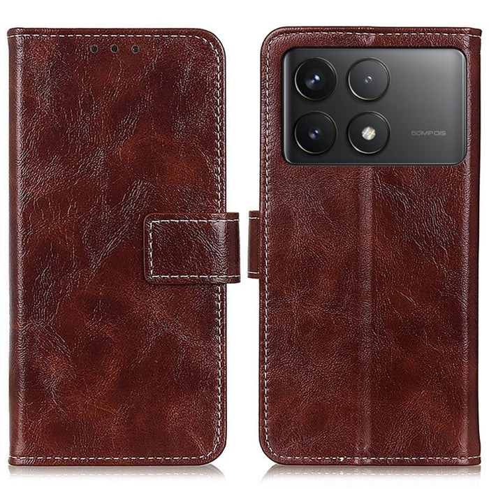 Estuche para teléfono de cuero con tapa horizontal y textura de caballo loco retro, For Xiaomi Poco F6 / Redmi Turbo 3, For Xiaomi Poco F6 Pro, For Xiaomi Redmi K70 5G / K70 Pro 5G, For Xiaomi Redmi Note 13 Pro 4G/Poco M6 Pro 4G, For Xiaomi Redmi A3   ...